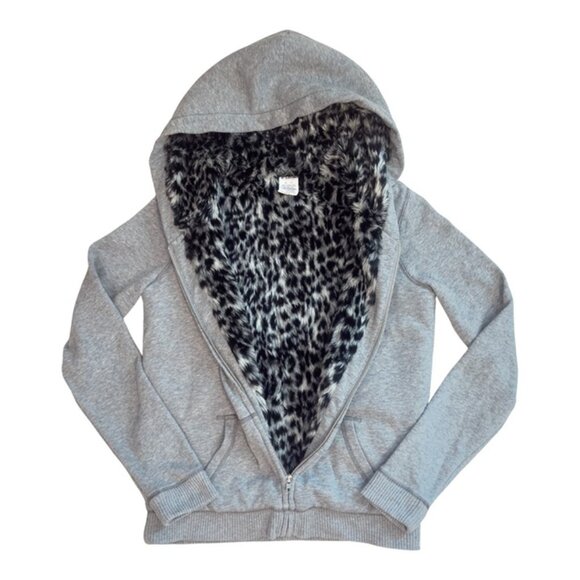 PINK Victoria's Secret Faux Fur Blinged out Full Zip Hoodie, RARE, XS, Grey, EUC - Picture 5 of 10